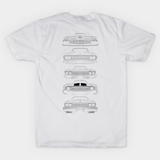 front/profile - Evolution of the Chevy El Camino - stencil, black T-Shirt